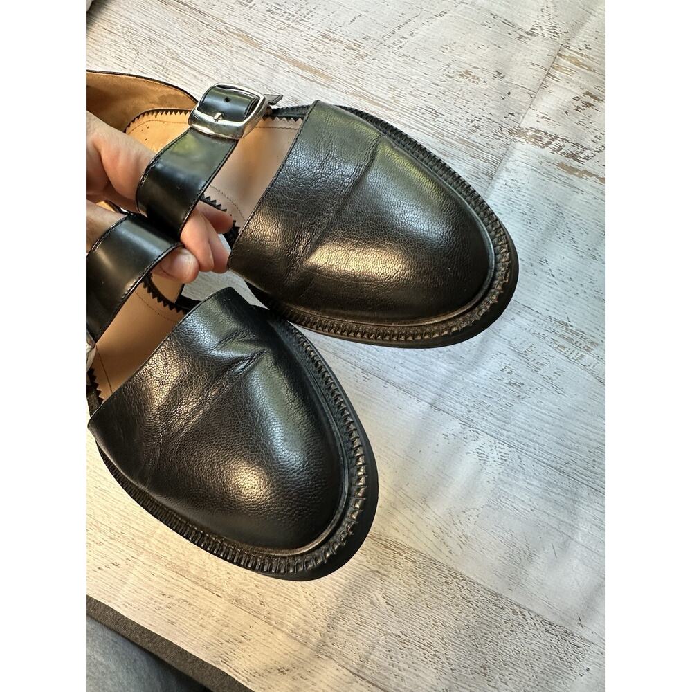Inch 2 closed toe sandal Shoes 41 Black Leather Mary Janes 11 No Ankle Straps - Picture 6 of 14